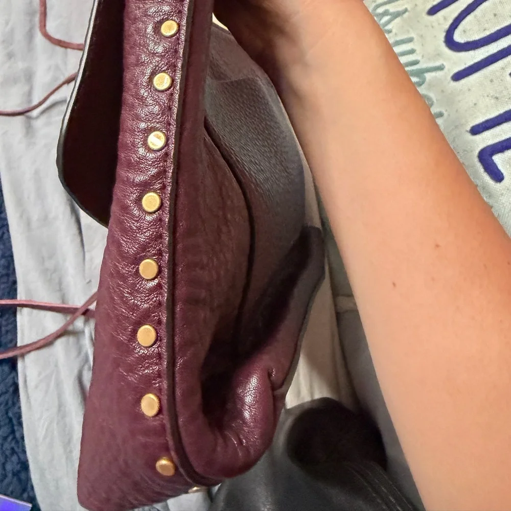 Rebecca Minkoff Darren Top Zip Shoulder Bag  Oxblood 100% Genuine Leather Gold - Picture 5 of 16